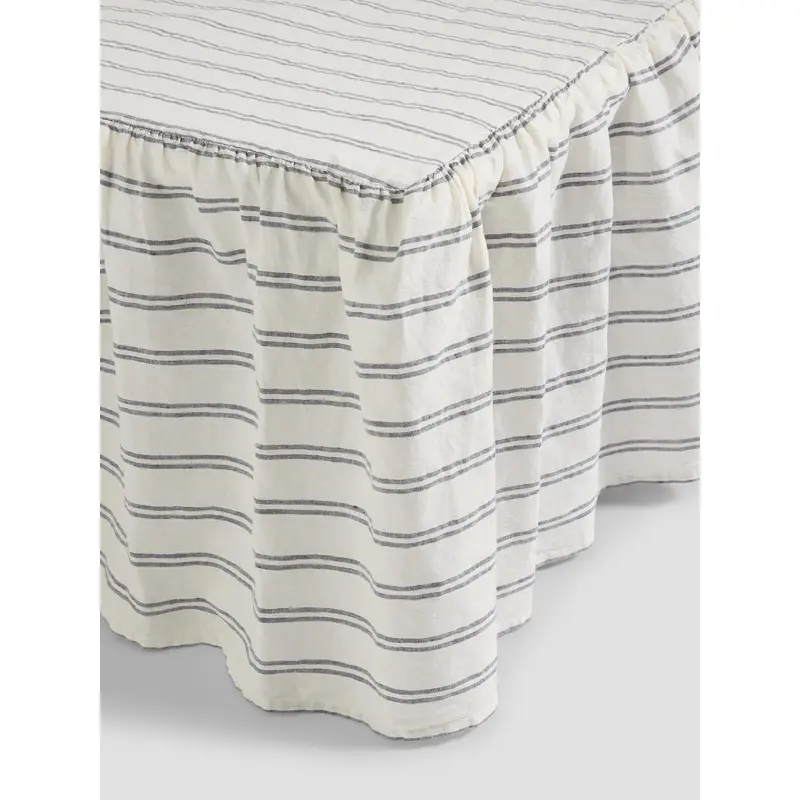 Ivory Kemptown Stripe 100% Linen Bed Skirt