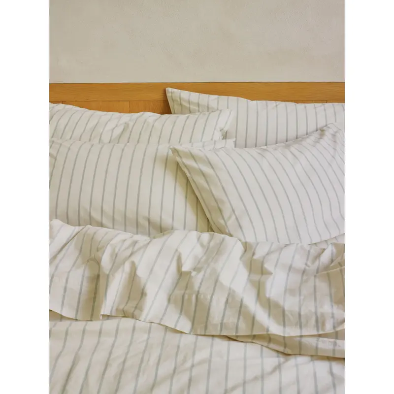 Mellow Green Slumber Stripe Cotton Pillowcases (Pair)