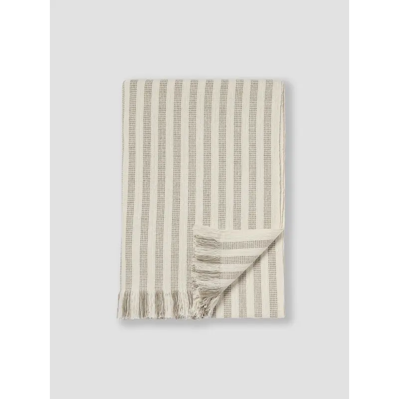 Oatmeal Pembroke Stripe Wool Throw