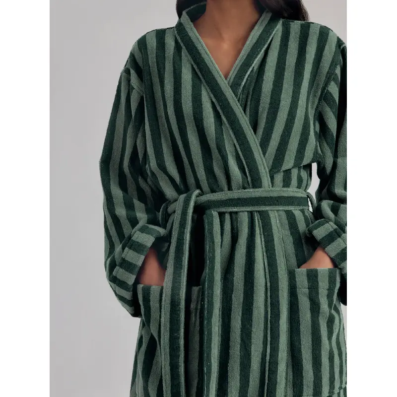 Pine Green Pembroke Stripe Cotton Robe