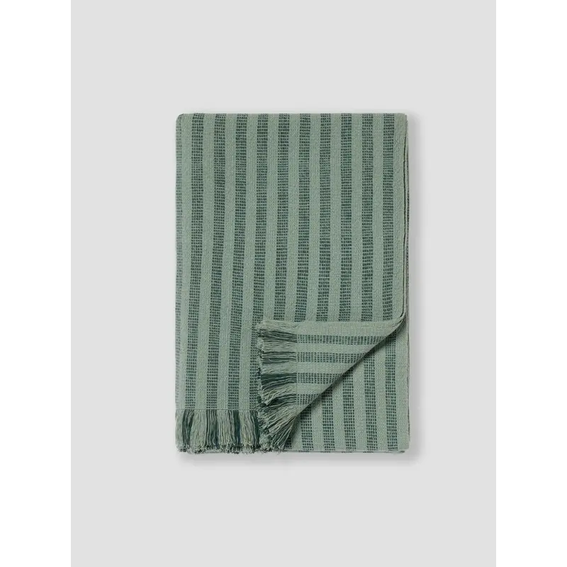 Pine Green Pembroke Stripe Wool Throw