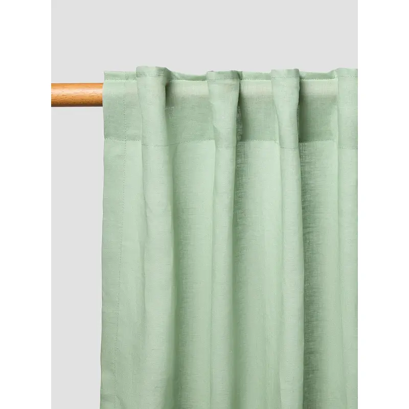 Sage Green Linen Blend Curtain (Pair)