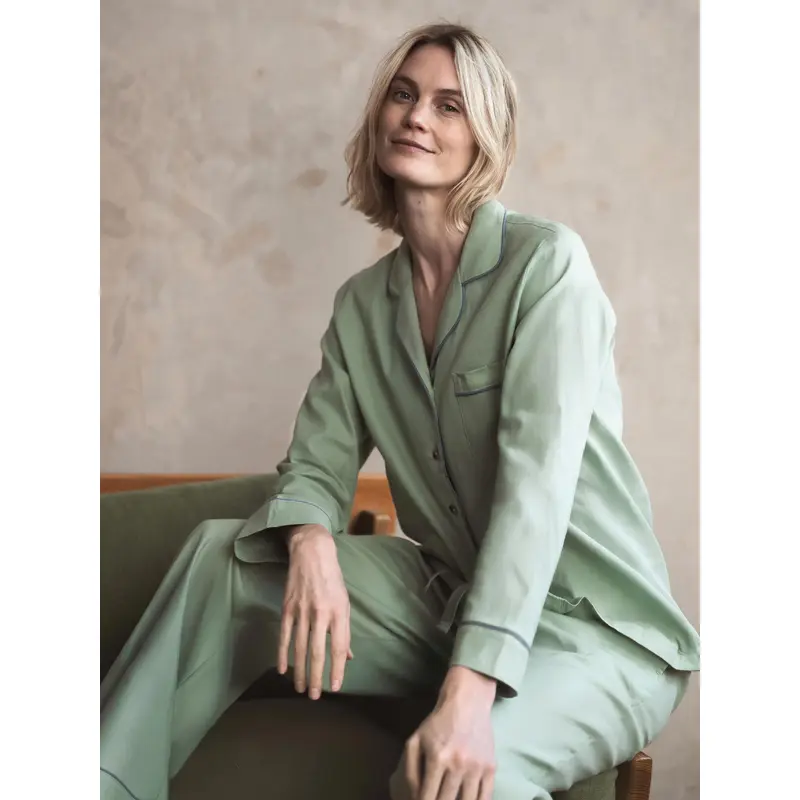 Sage Green Linen Blend Pajama Set