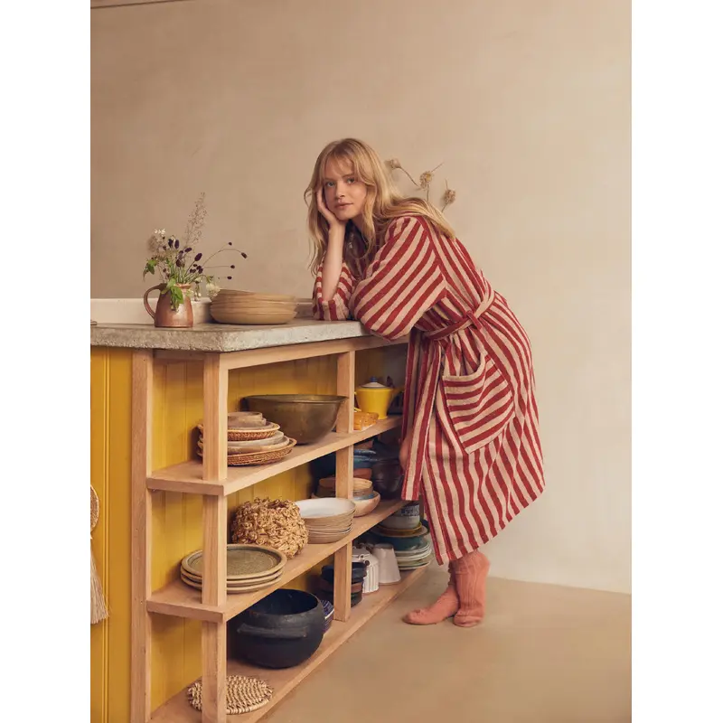 Sandstone Red Pembroke Stripe Cotton Robe