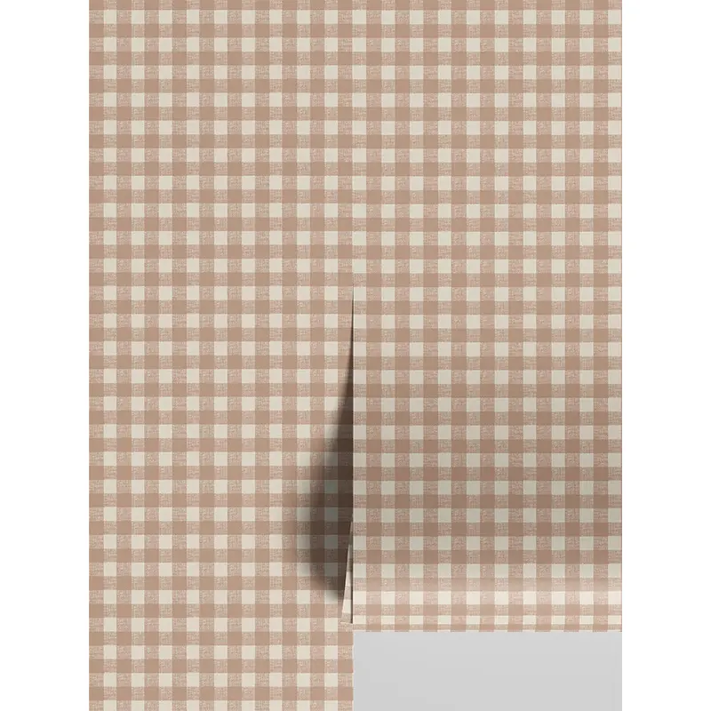 Warm Clay Gingham Wallpaper