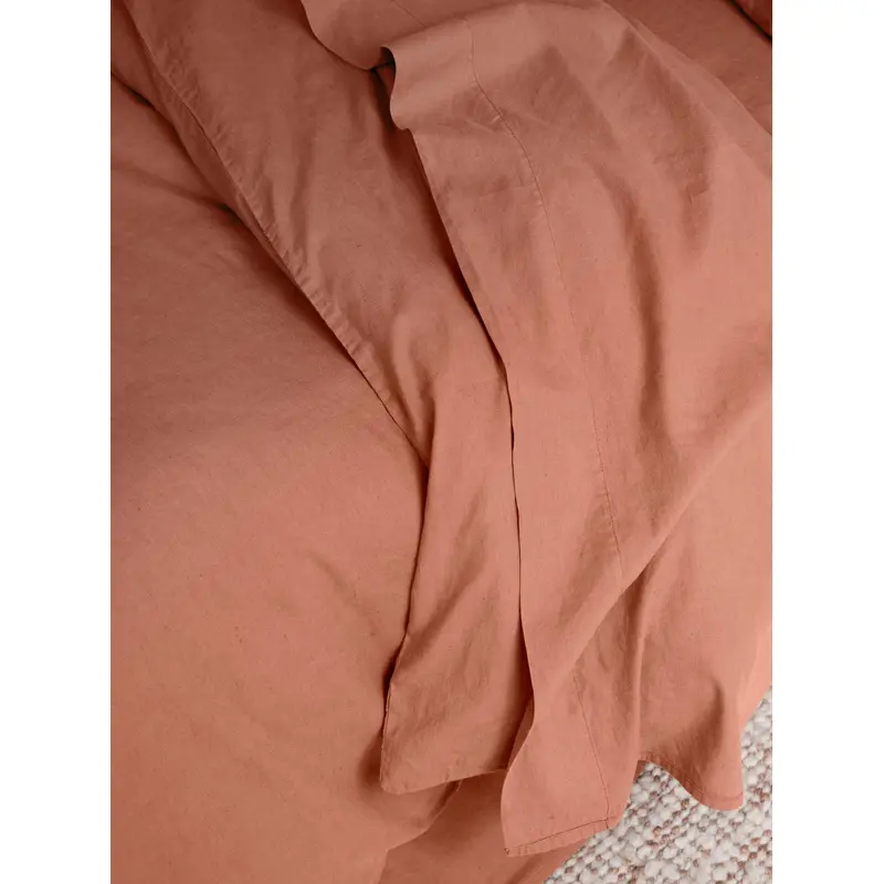 Warm Clay Linen Blend Flat Sheet