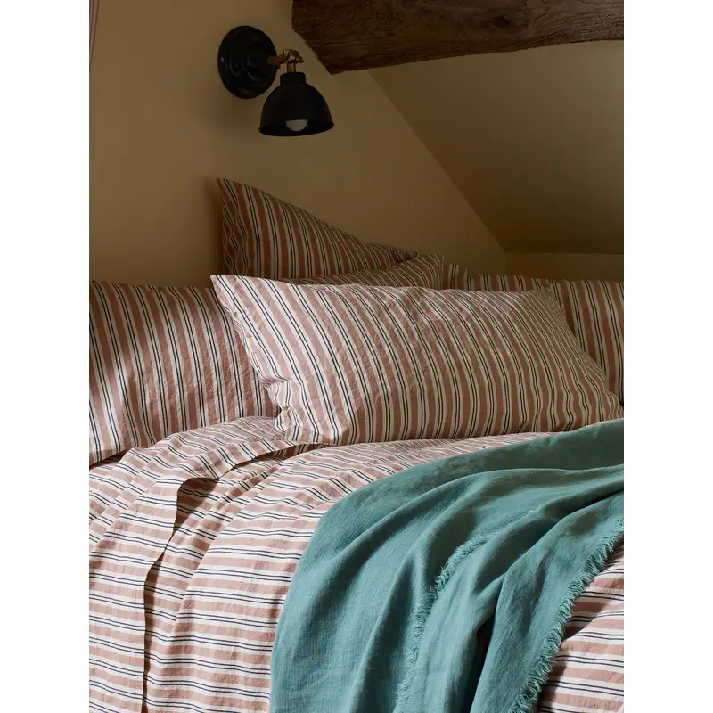 Warm Clay Somerley Stripe Linen Blend Flat Sheet
