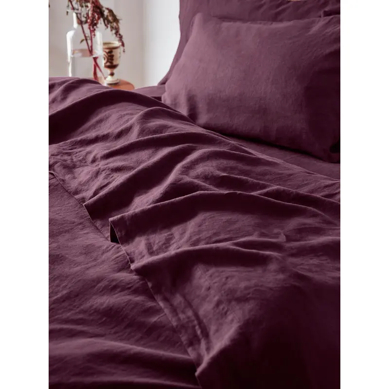 Berry 100% Linen Flat Sheet
