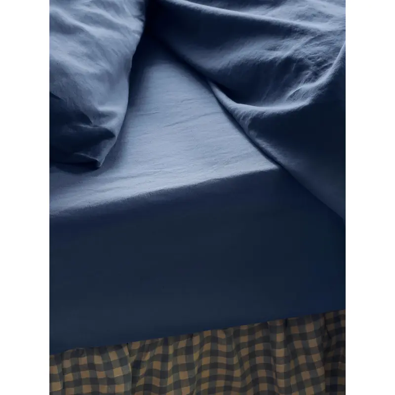 Blueberry Linen Blend Fitted Sheet