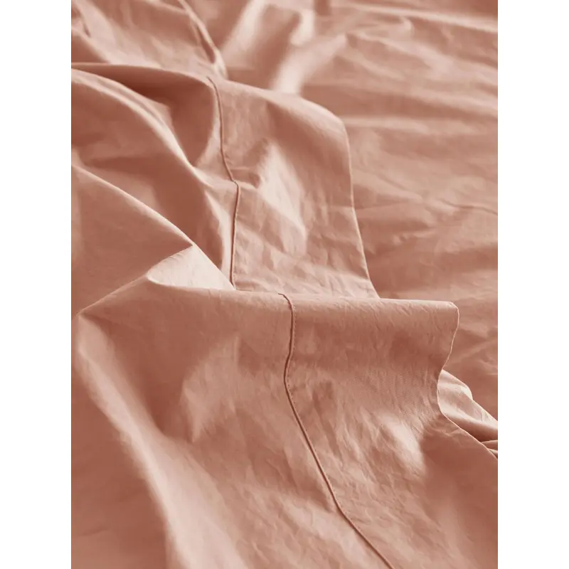 Blush Pink Washed Cotton Percale Flat Sheet