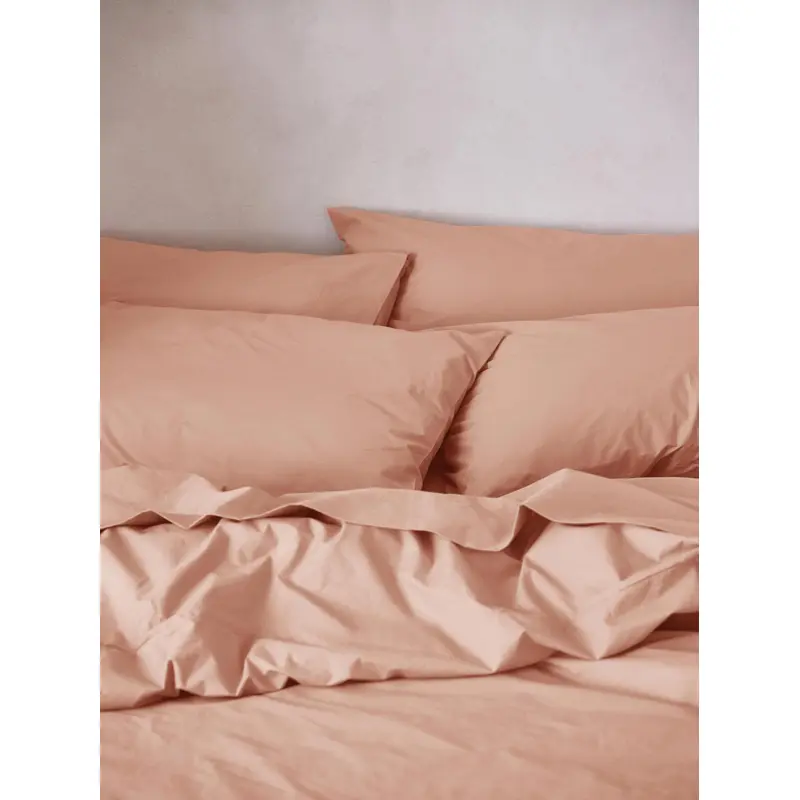 Blush Pink Washed Cotton Percale Pillowcases (Pair)