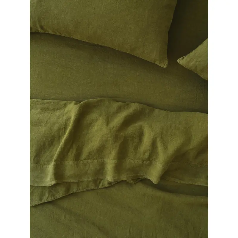 Botanical Green 100% Linen Fitted Sheet