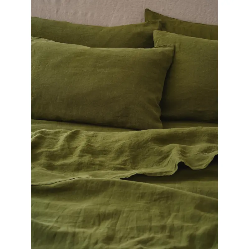 Botanical Green 100% Linen Pillowcases (Pair)