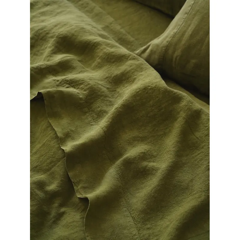 Botanical Green Linen Blend Flat Sheet