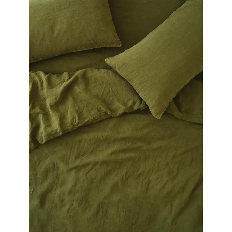 Botanical Green Linen Blend Pillowcases (Pair)