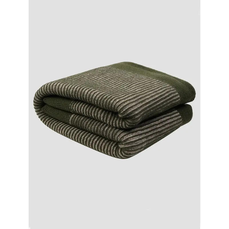 Cedar Green Striped Knitted Throw