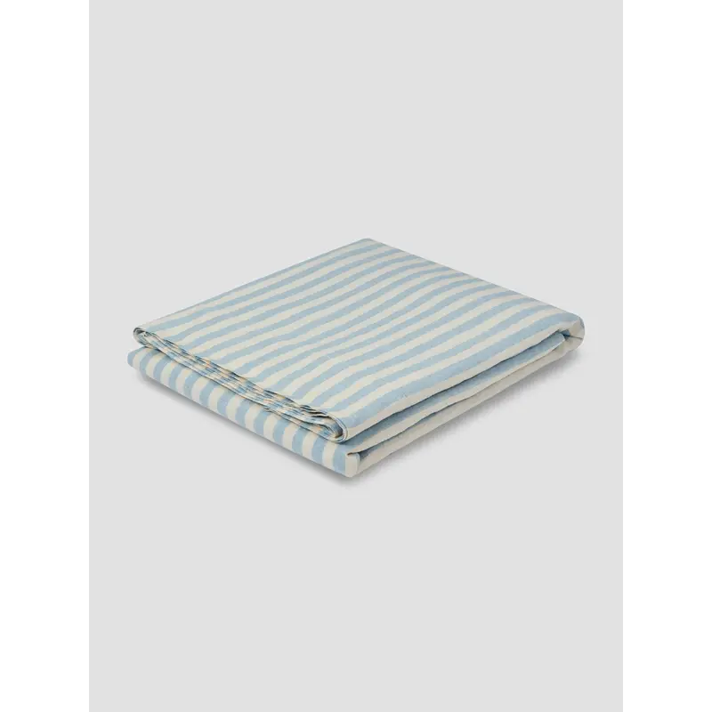 Coastal Blue Pembroke Stripe 100% Linen Flat Sheet