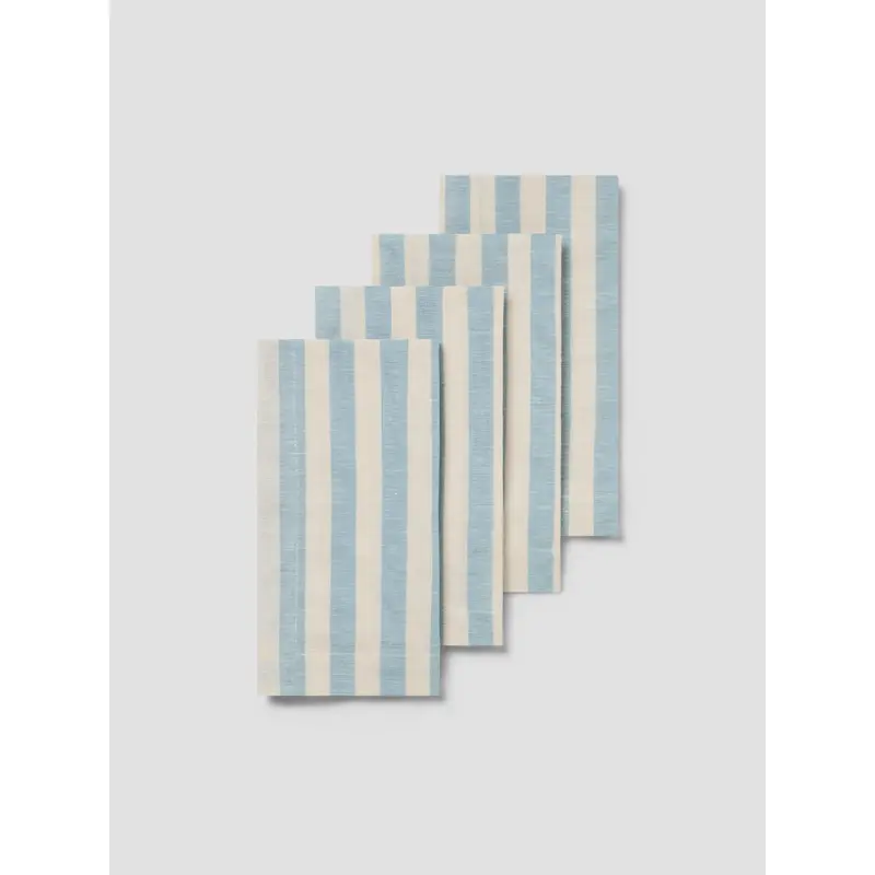 Coastal Blue Pembroke Stripe Linen Blend Napkin Set of 4