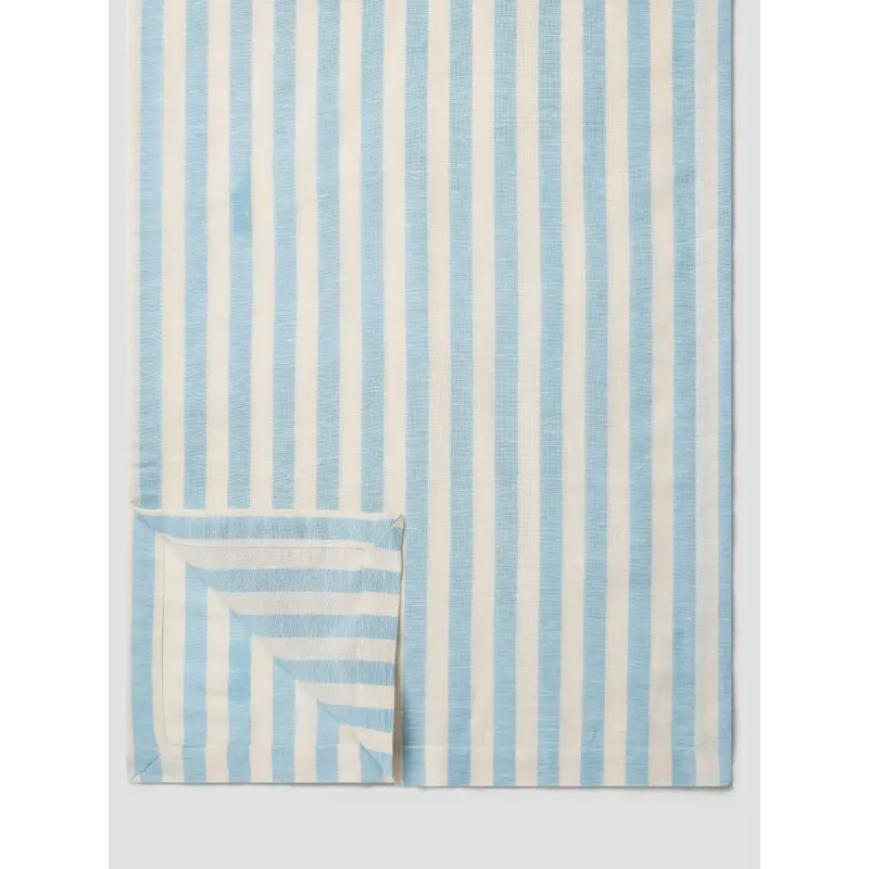 Coastal Blue Pembroke Stripe Linen Blend Table Runner