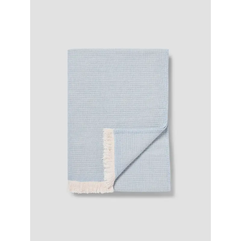 Dusk Blue Cotton Textured Throw