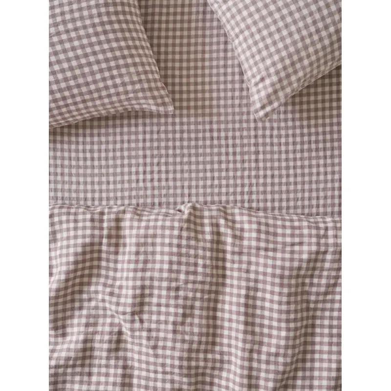Elderberry Gingham Linen Blend Fitted Sheet