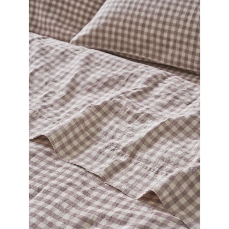 Elderberry Gingham Linen Blend Flat Sheet