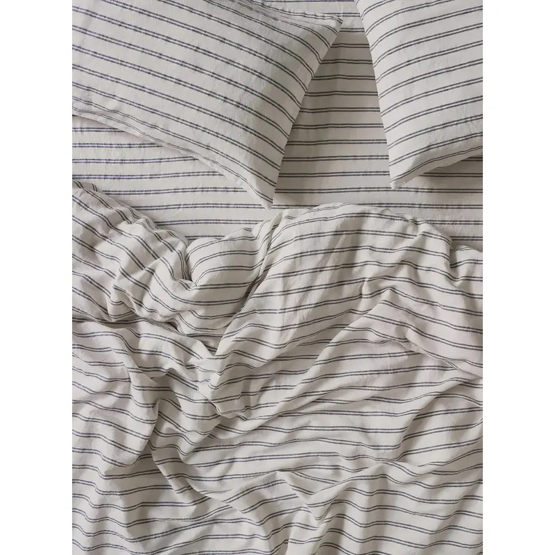 Ivory Kemptown Stripe 100% Linen Duvet Cover