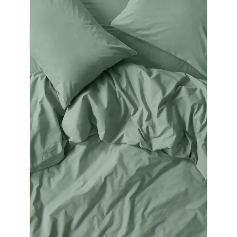Mellow Green Washed Cotton Percale Duvet Cover