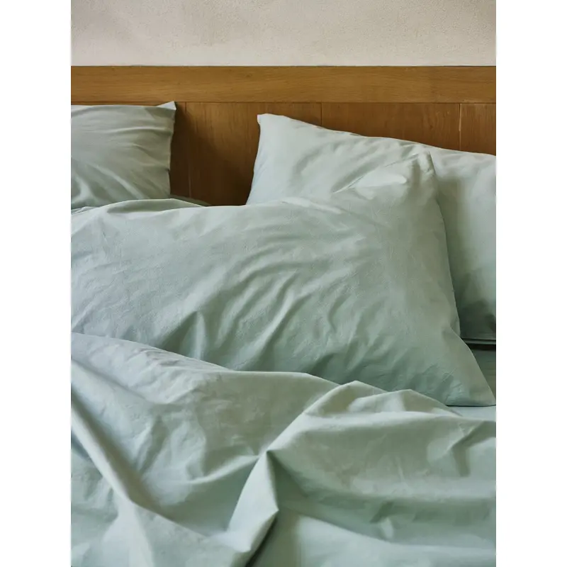 Mellow Green Washed Cotton Percale Pillowcases (Pair)