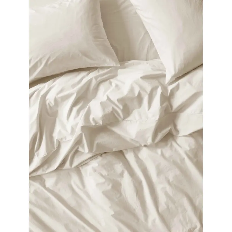 Mindful Cream Washed Cotton Percale Duvet Cover