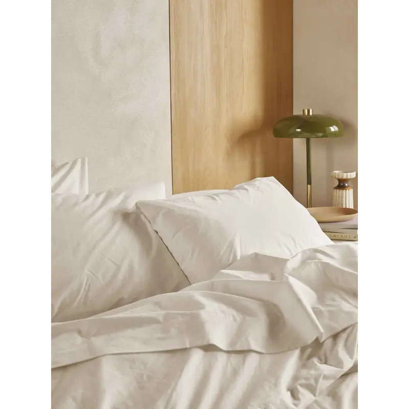 Mindful Cream Washed Cotton Percale Pillowcases (Pair)