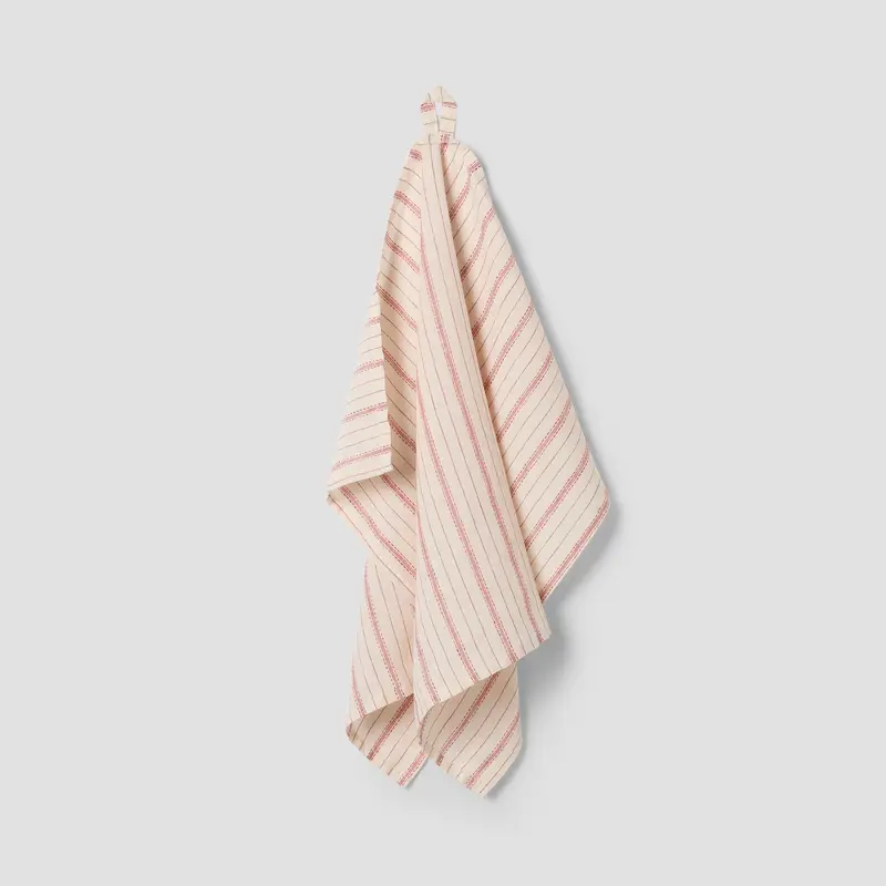 Mineral Red Ticking Stripe 100% Linen Tea Towel