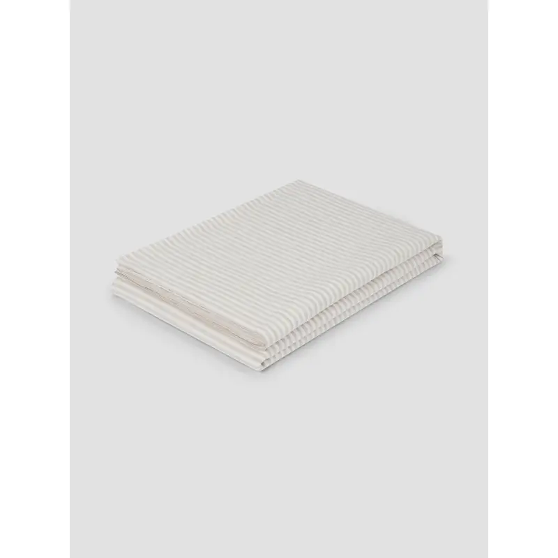 Oatmeal Stripe 100% Linen Flat Sheet