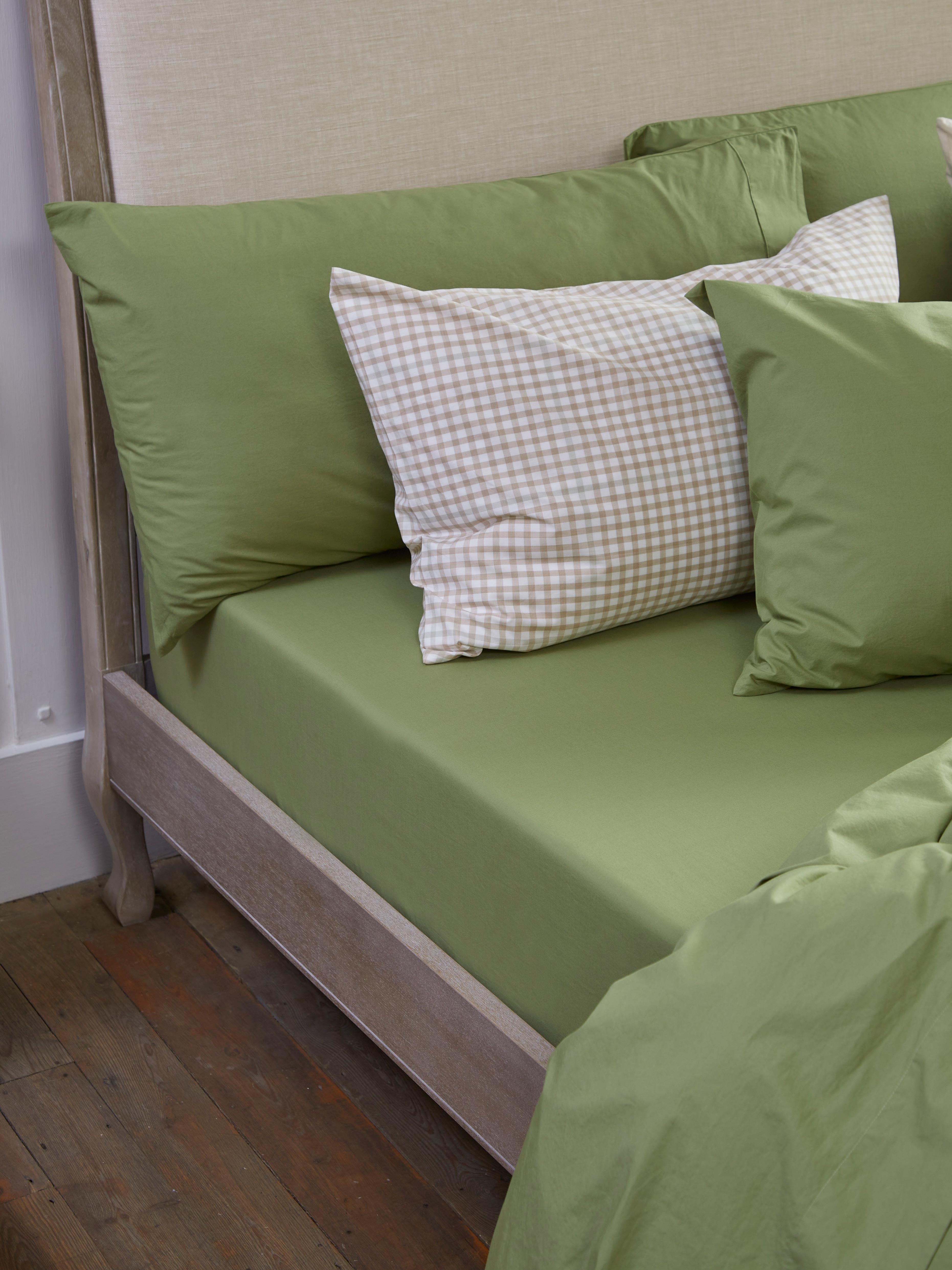 Pear Washed Cotton Percale Fitted Sheet