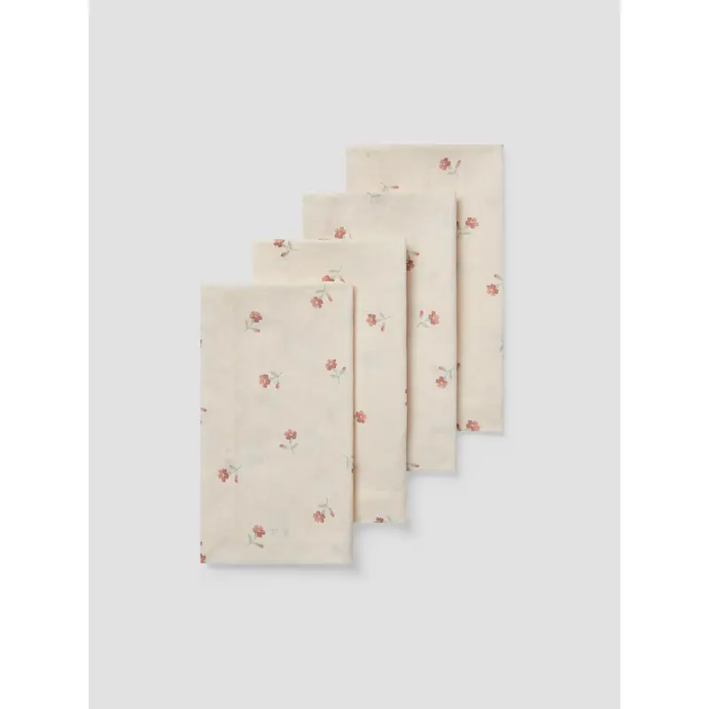 Pearl Posy Bud Linen Blend Napkin Set of 4