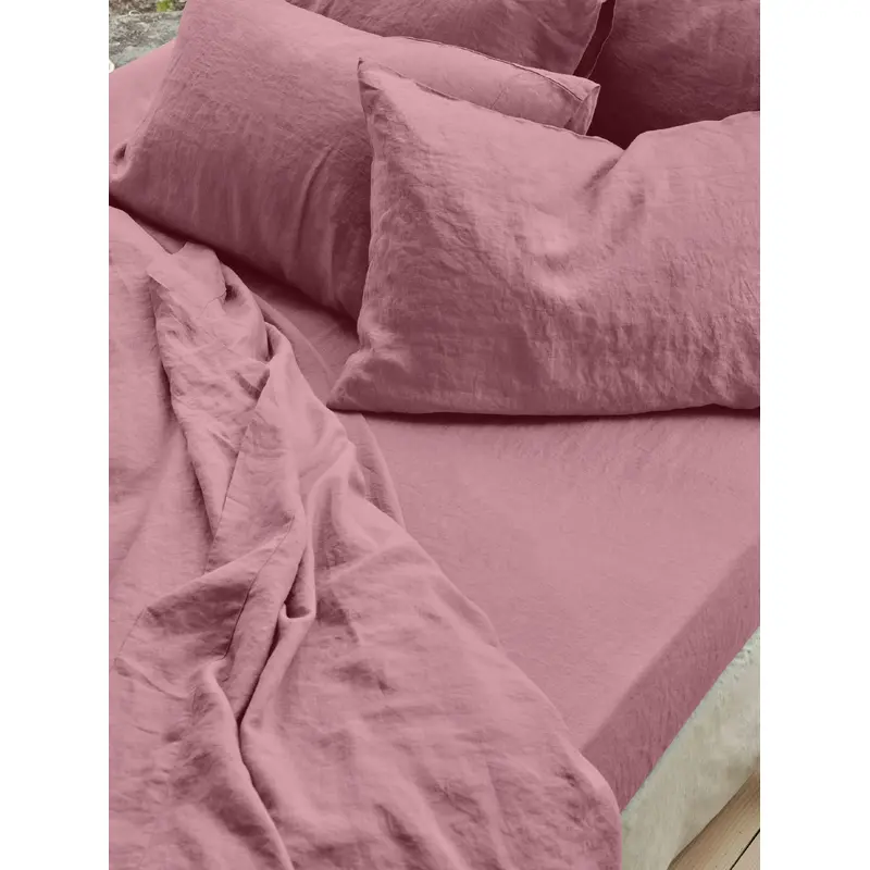 Raspberry Linen Blend Fitted Sheet