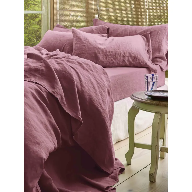 Raspberry Linen Blend Flat Sheet