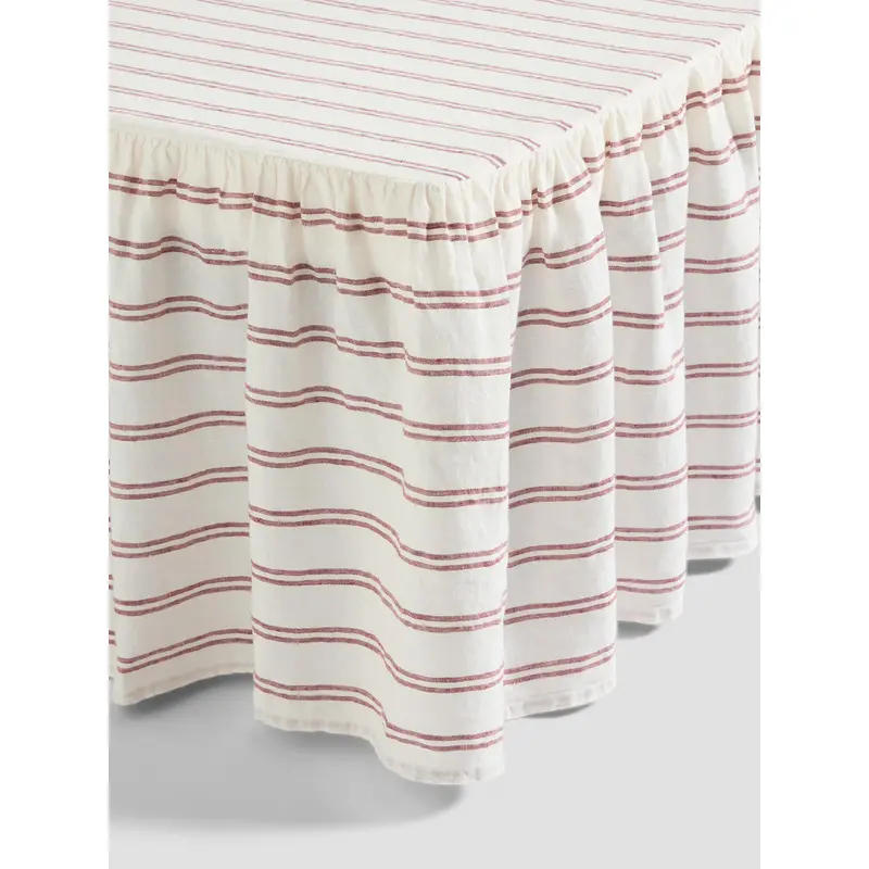 Rhubarb Kemptown Stripe Linen Blend Bed Skirt