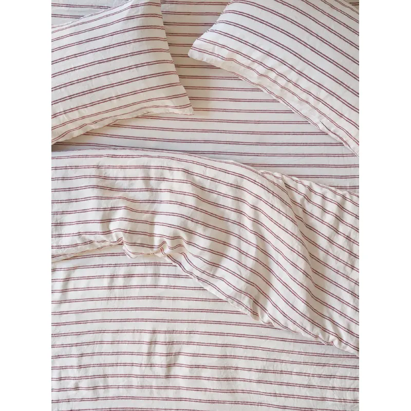 Rhubarb Kemptown Stripe Linen Blend Duvet Cover