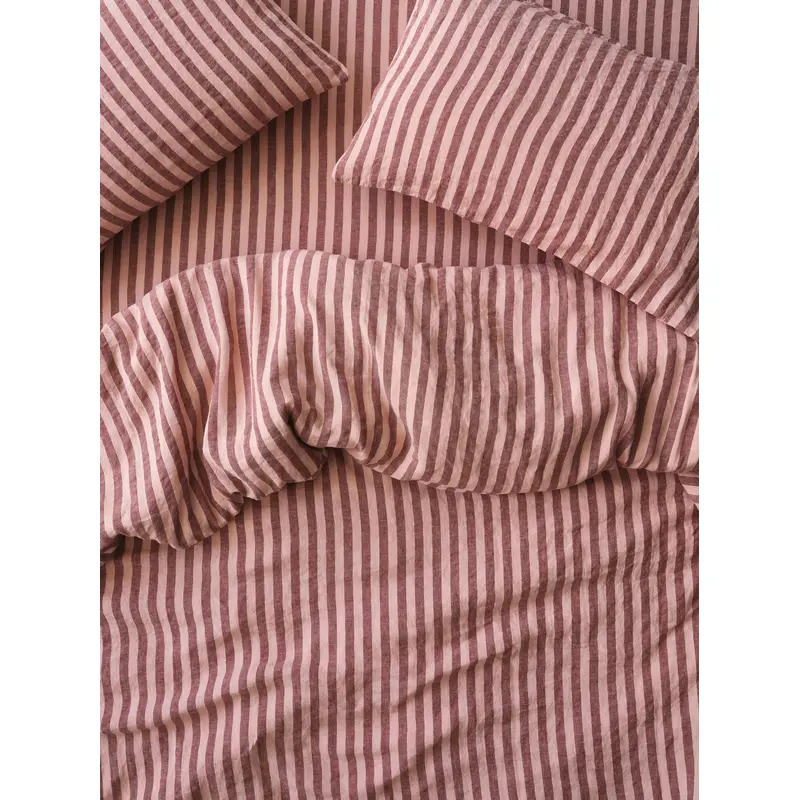 Rhubarb & Rose Pembroke Stripe 100% Linen Duvet Cover