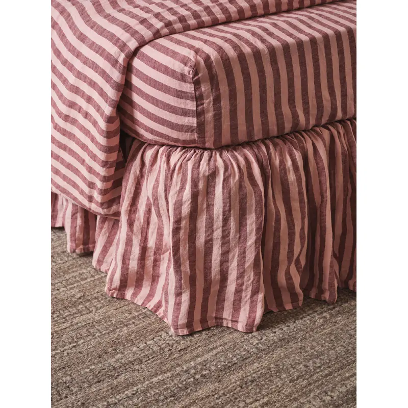 Rhubarb & Rose Pembroke Stripe Linen Blend Bed Skirt