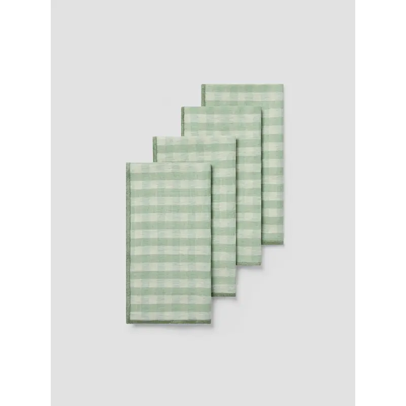 Sage Green Gingham Linen Blend Napkins Set of 4