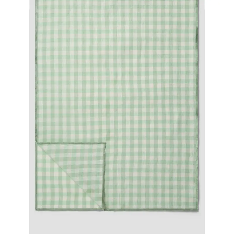 Sage Green Gingham Linen Blend Table Runner