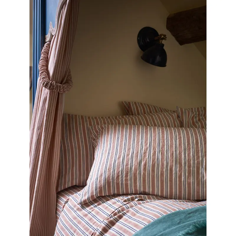 Warm Clay Somerley Stripe Linen Blend Pillowcases (Pair)