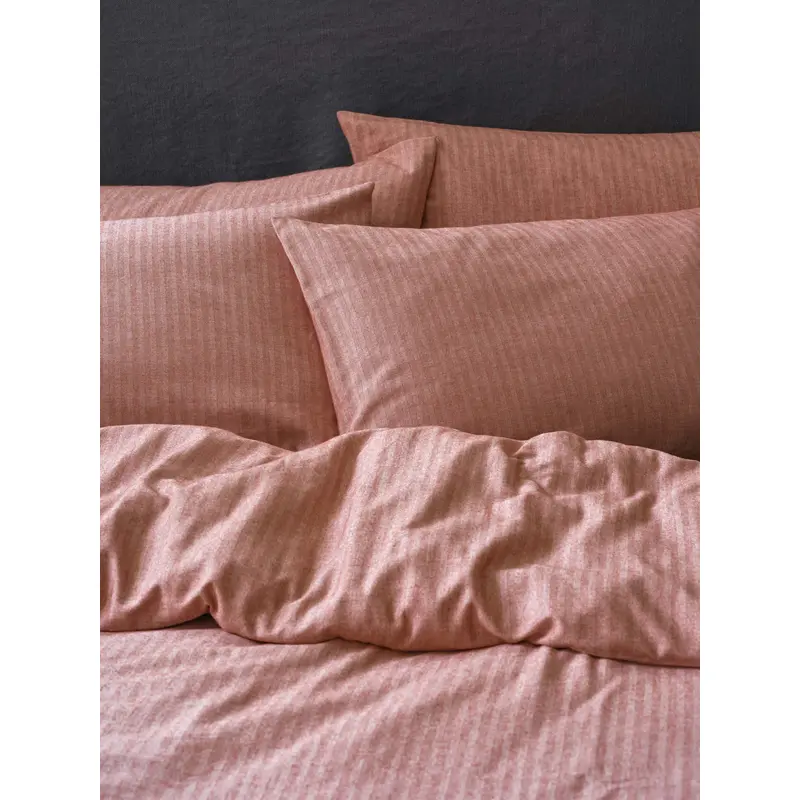 Auburn Red Herringbone Flannel Cotton Pillowcases (Pair)