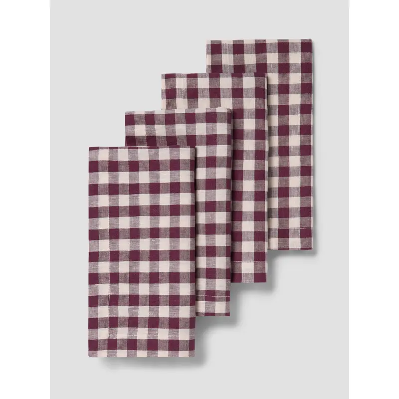 Berry Gingham Linen Blend Napkins Set of 4
