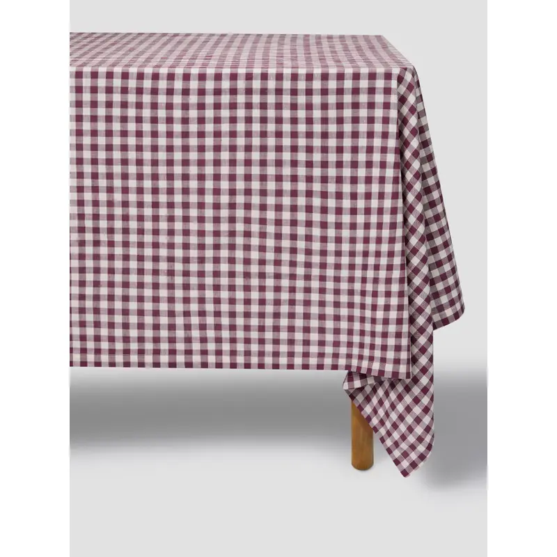 Berry Gingham Linen Blend Tablecloth