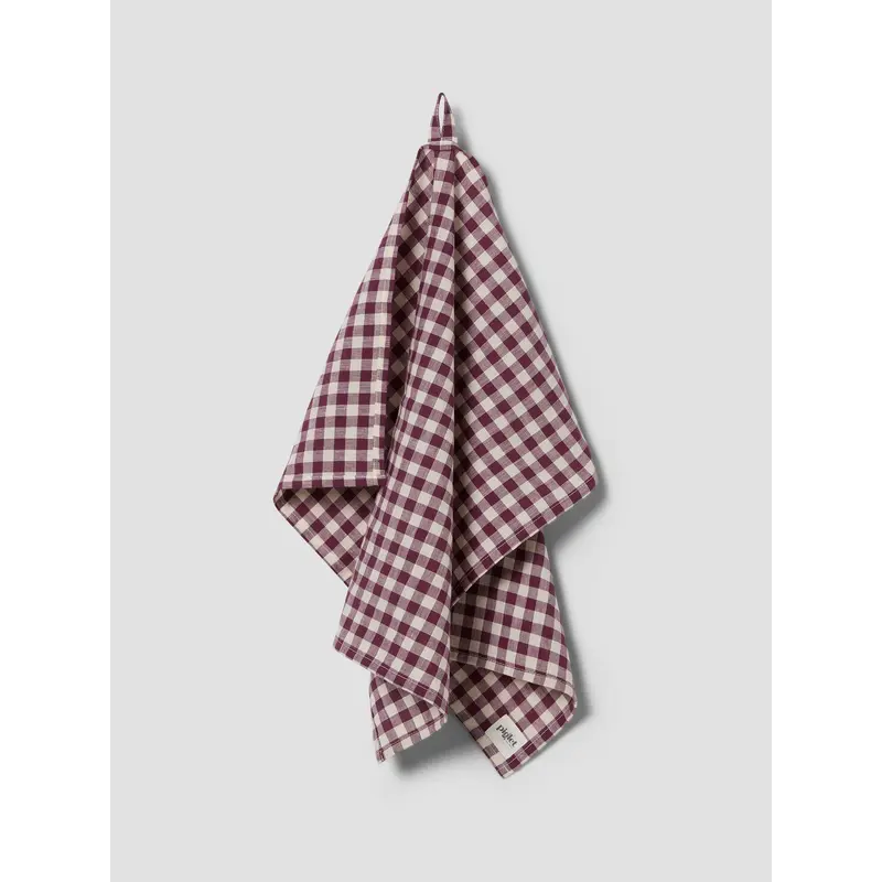 Berry Gingham Linen Blend Tea Towel