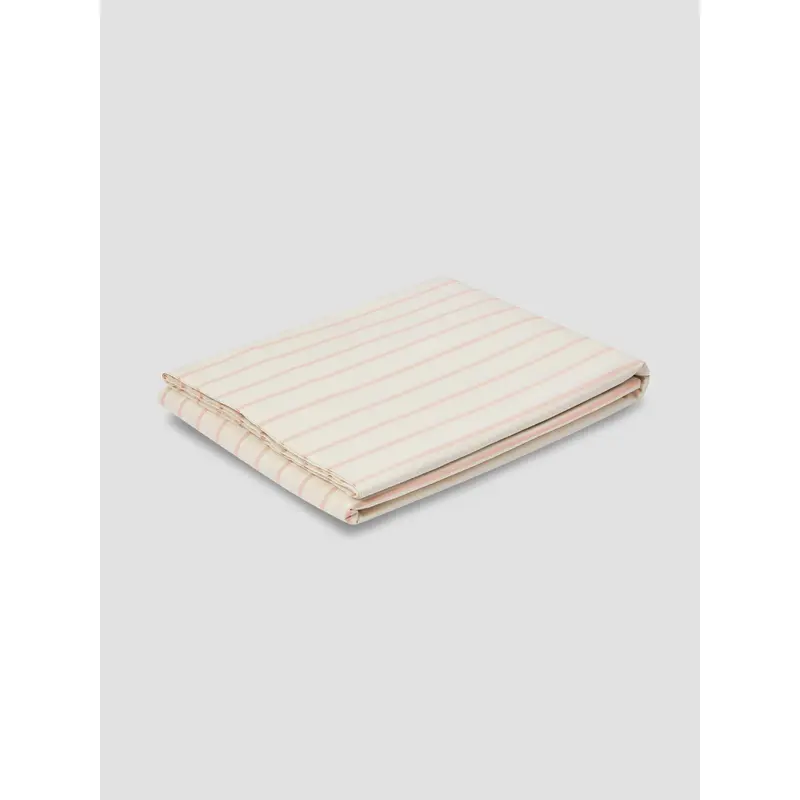 Blush Pink Slumber Stripe Cotton Flat Sheet
