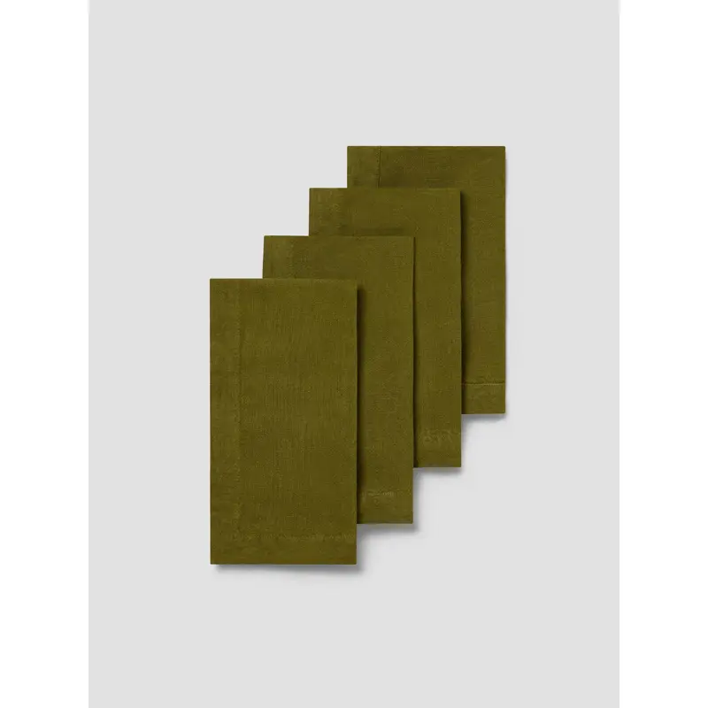 Botanical Green Linen Blend Napkins Set of 4